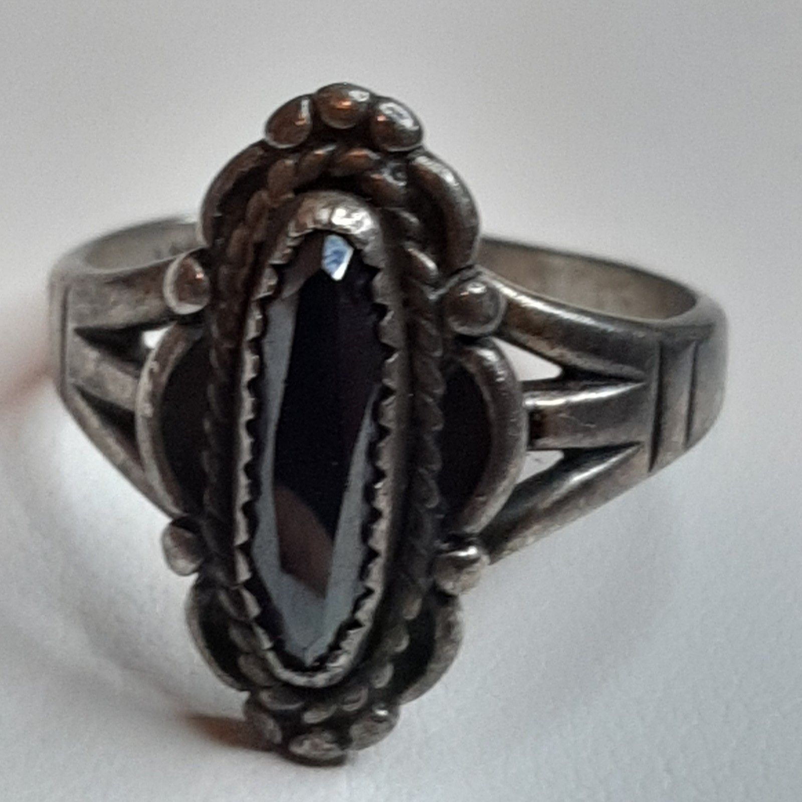 Vtg 925 Sz9 Sterling Silver Hematite Ring Wn Ster Wheeler Co Navajo Southwestern